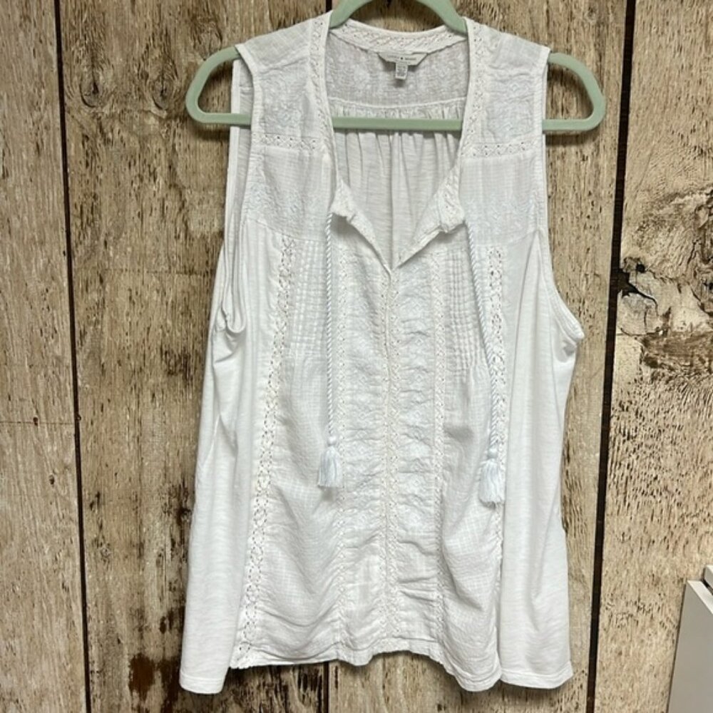 Lucky Brand White Embroidered Tank size 3X